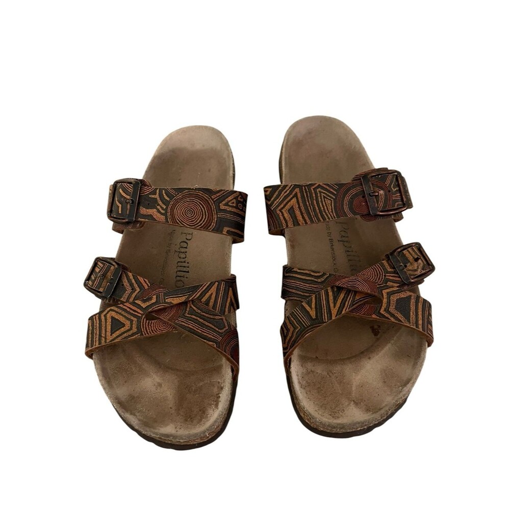 Birkenstock Papillio Brown Tooled Leather Buckle Sandals Women’s 36 US 5.5 Boho